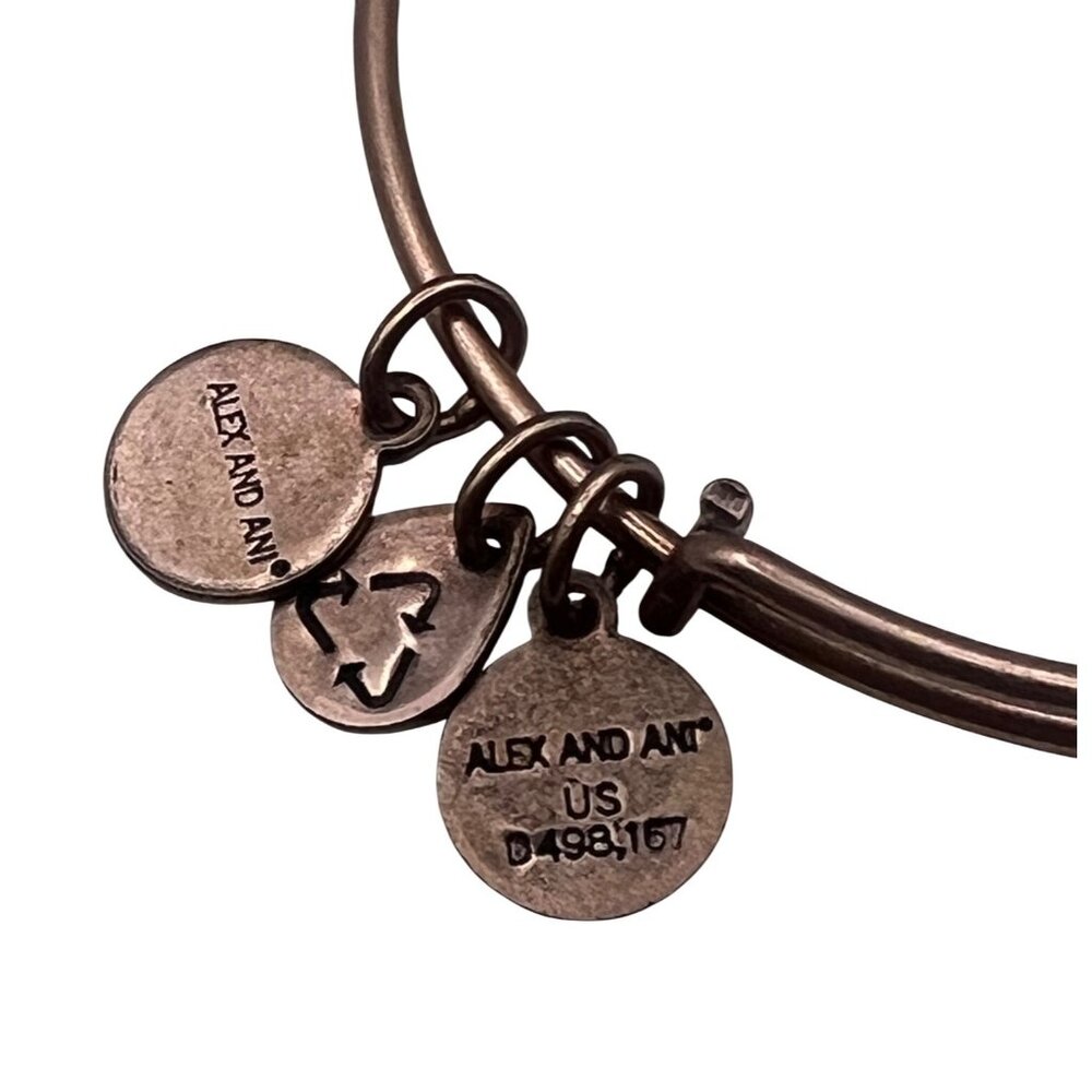 Alex And Ani Wildflower Mantra Bangle Bracelet Rose Gold Tone 2020 NWT Glass - Picture 5 of 6